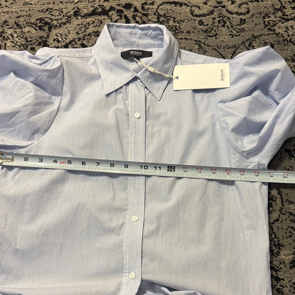 Pinstriped Button-Up tie front blouse - Picture 6 of 8
